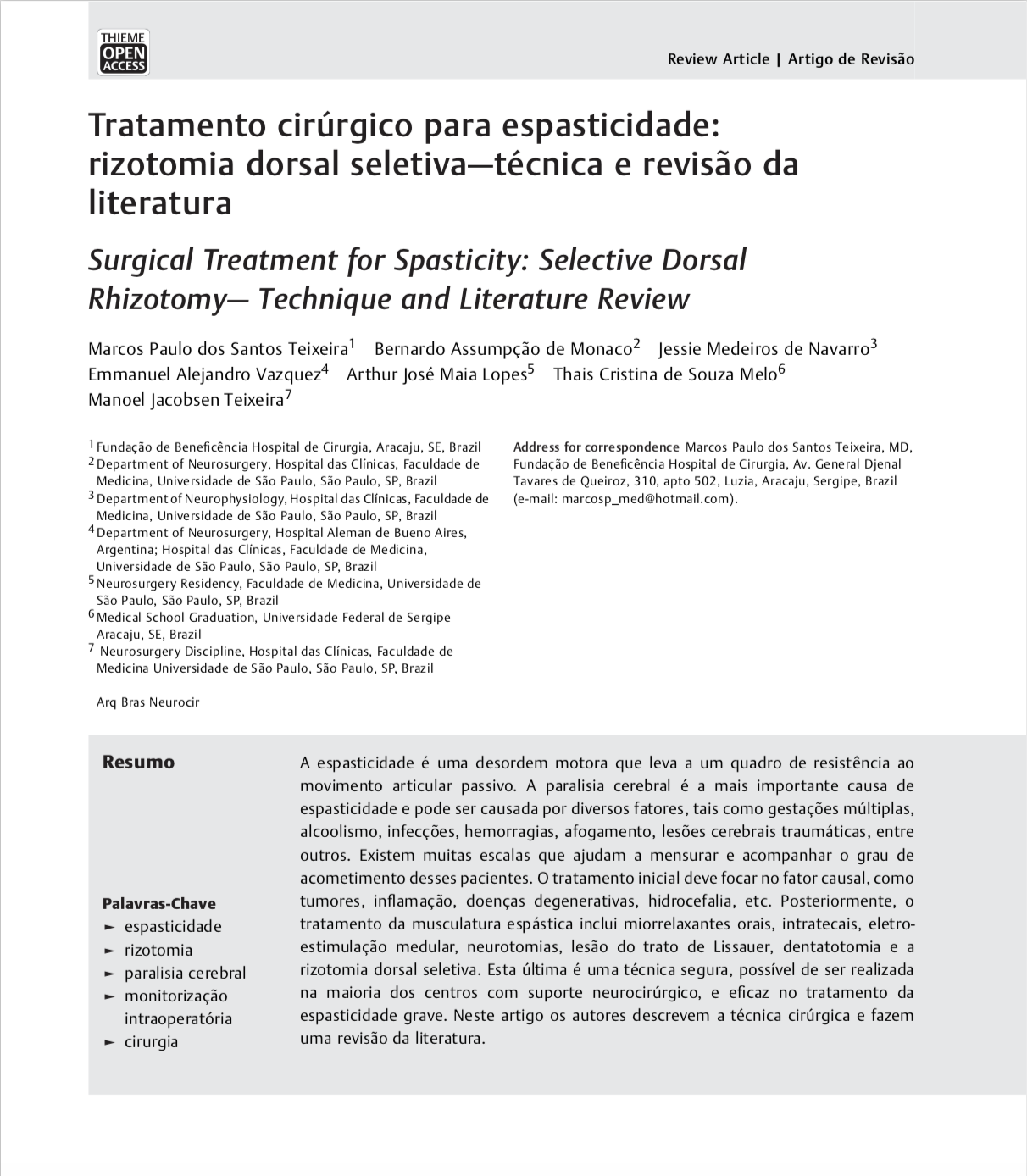 Rizotomia Dorsal Seletiva rizotomia dorsal seletiva; revisão técnica cirúrgica de RDS; Selective Dorsal Rhizotomy